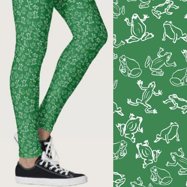 Cute Frogs Green and White Pattern Leggings (Creator Uploaded)
