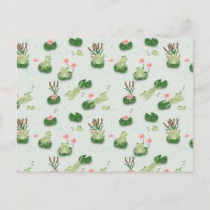 Cute Frogs in Lily Pond Postcard