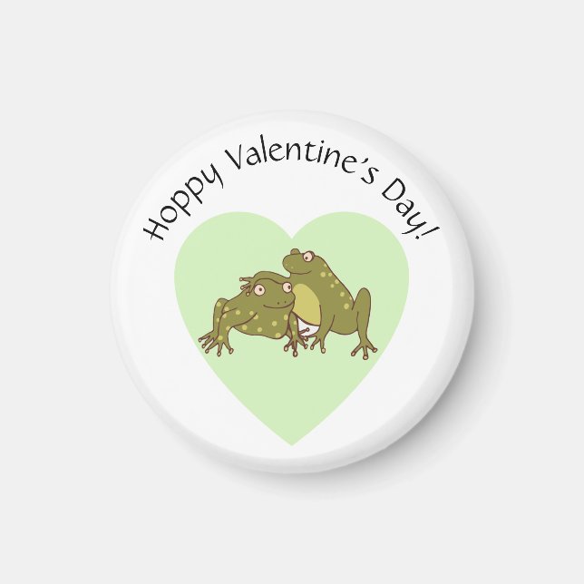 Cute Frogs In Love Hoppy Valentines Day Funny Magnet (Front)