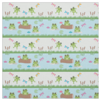 Cute Frogs in Pond Fabric