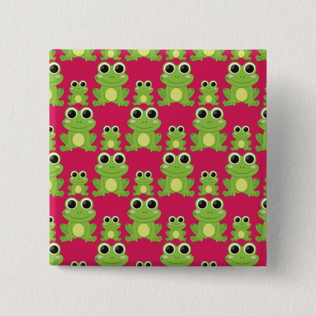 Cute frogs pattern 15 cm square badge (Front)