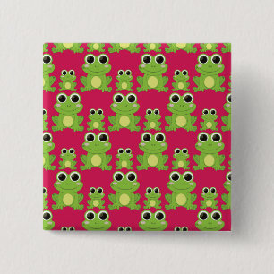 Cute frogs pattern 15 cm square badge