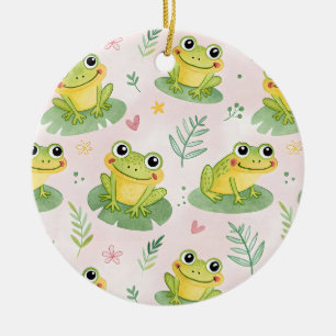 Cute frogs Pattern Ceramic Tree Decoration