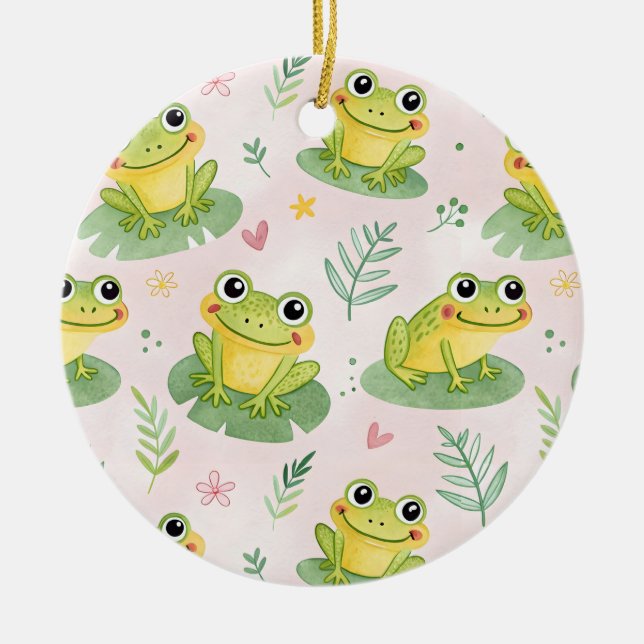 Cute frogs Pattern Ceramic Tree Decoration (Front)