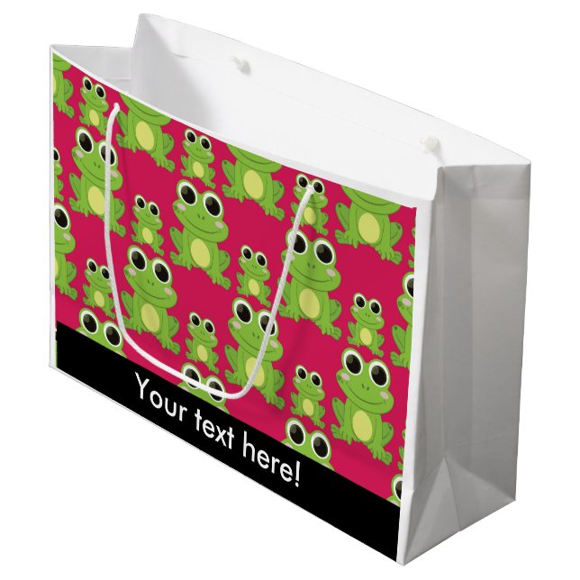 Cute frogs pattern large gift bag (Front Angled)