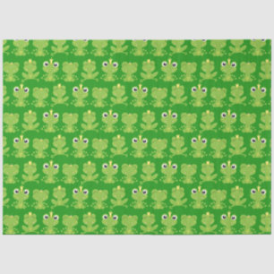 Cute Frogs Pattern on Dark Green Tissue Paper