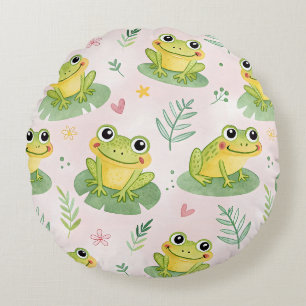 Cute frogs Pattern Round Cushion