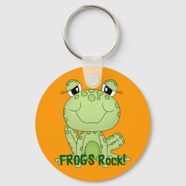 Cute Frogs Rock Love Frog Products Key Ring (Front)