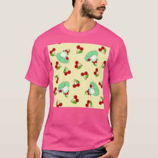 Cute Frogs Snails And Cherries On Lemon Yellow T-Shirt