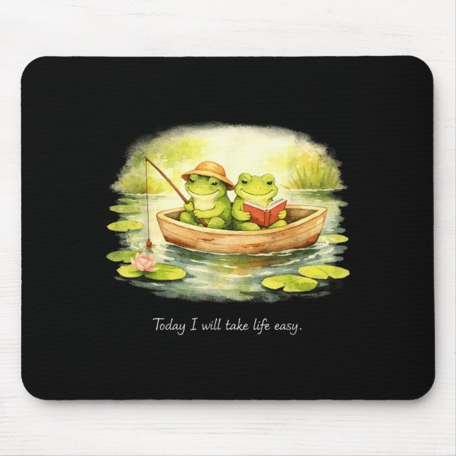 Cute frogs will take life easy calm cosy readers mouse mat (Front)