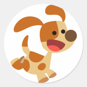 Cute Frolicking Cartoon Dog Sticker