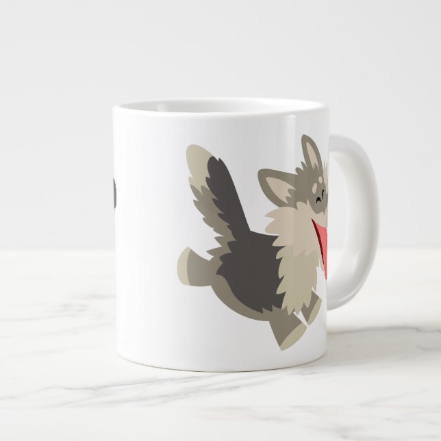 Cute Frolicsome Cartoon Wolf Jumbo Mug (Front Right)