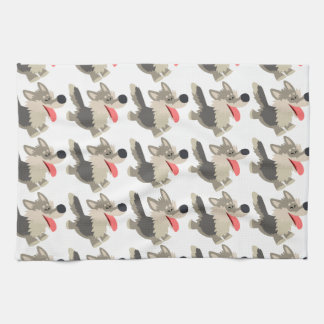 Cute Frolicsome Cartoon Wolf Kitchen Towel