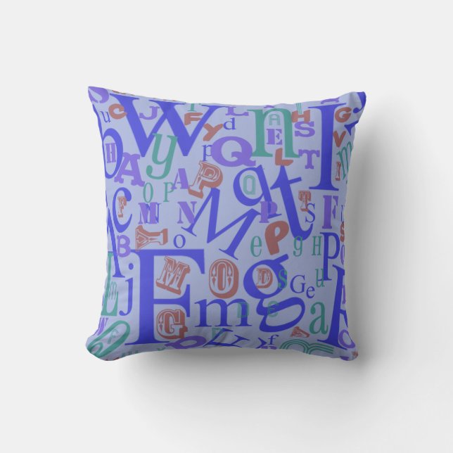 Cute From A to Z Alphabet Crazy Fun Design Cushion (Front)