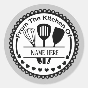 cute from kitchen add name classic round sticker