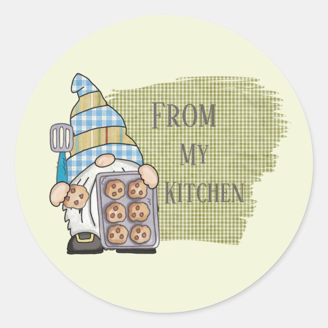 cute from kitchen gnome cookie baking classic round sticker (Front)
