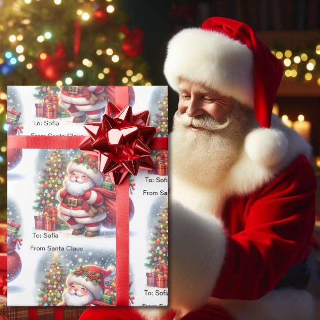 Cute From Santa Add Child's Name Christmas Roll of Wrapping Paper (Creator Uploaded)
