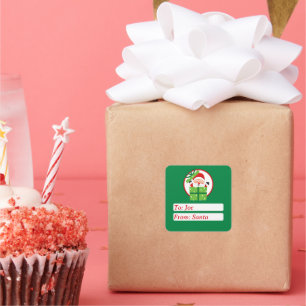 Cute From Santa Claus Green Custom Christmas Square Sticker