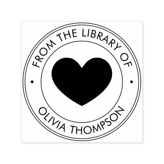 Cute From the Library Of And Heart Custom Self-inking Stamp (Design)