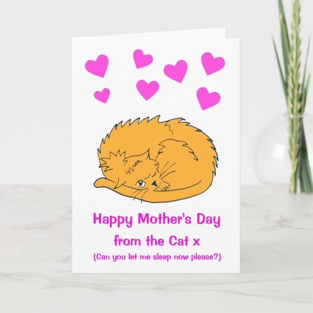 Cute From the Sleeping Cat Mothers Day Card (Front)