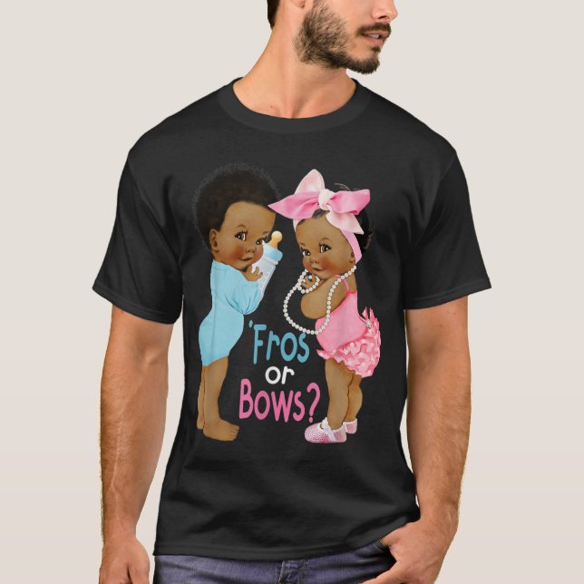 Cute Fros or Bows Gender Reveal Baby Shower TShir T-Shirt (Front)