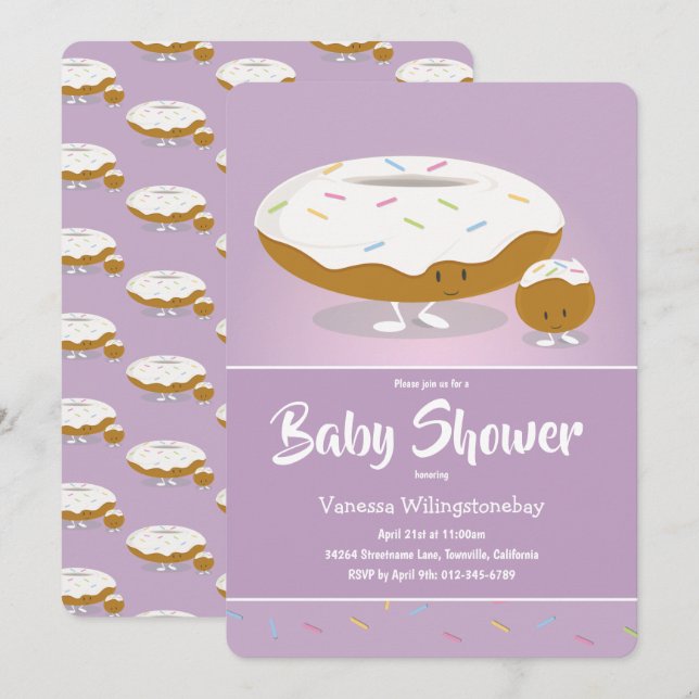 Cute Frosted Doughnut Food Baby Shower Invitation (Front/Back)