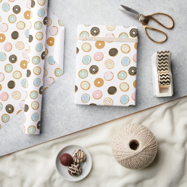 Cute Frosted Doughnut Pattern Wrapping Paper (Crafts)