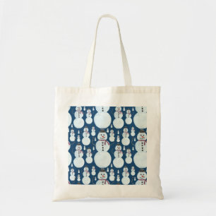 Cute Frosty Blue Snowman Watercolor Pattern Tote Bag