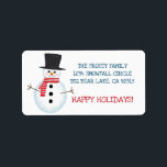 Cute Frosty Snowman Christmas Return Address Label<br><div class="desc">Cute,  festive Christmas return address labels feature Frosty the Snowman in a red winter scarf. Personalise with your return address info and holiday greeting (shown with "Happy Holidays"). Original artwork KL Stock.</div>