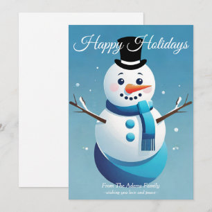 Cute Frosty The Snowman Holiday Card