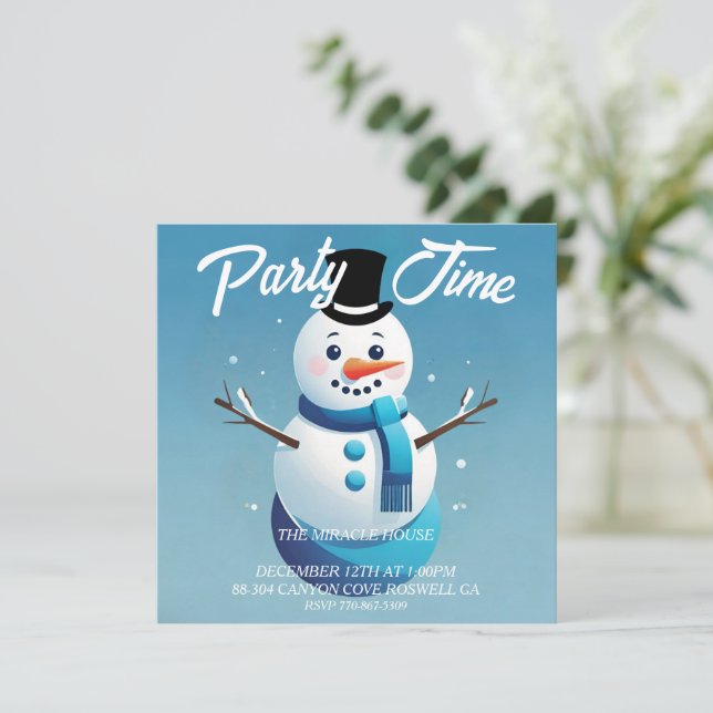 Cute Frosty The Snowman Invitation (Standing Front)