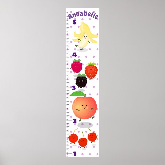 Cute fruit cartoon illustration growth chart (Front)