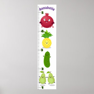 Cute fruit cartoon illustration growth chart