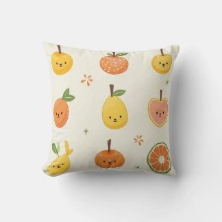 Cute fruit character pattern cushion