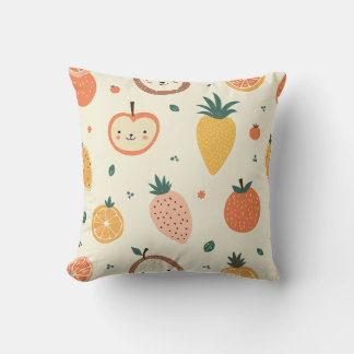 Cute fruit character pattern cushion