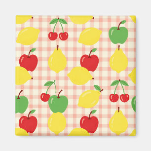 Cute Fruit Gingham Pattern Magnet