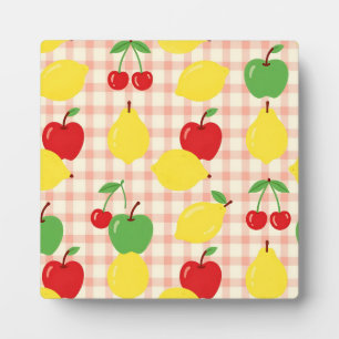Cute Fruit Gingham Pattern Plaque