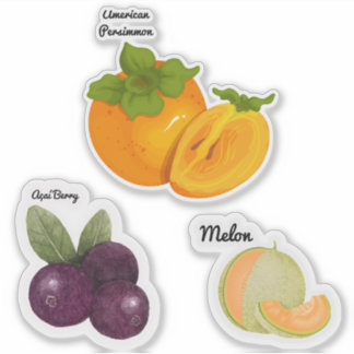 Cute Fruit Large 8" x 8" Custom-Cut Vinyl Stickers