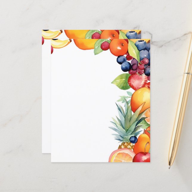 Cute fruit lovers vendors stationery paper sheet (Front/Back In Situ)