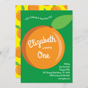Cute Fruit Oranges Kids 1st Birthday Party Invitation