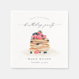 Cute Fruit Pancake Watercolor Any Age Birthday Napkin