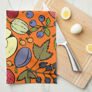 Cute fruit pattern l Orange garden  Tea Towel