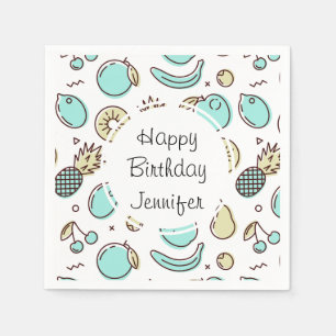 Cute Fruit Pattern Summery Themed Birthday Napkin