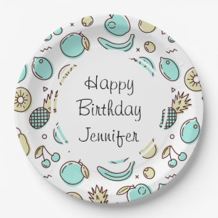 Cute Fruit Pattern Summery Themed Birthday Paper Plate