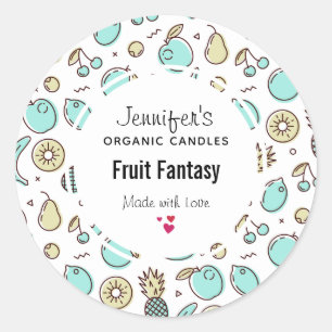 Cute Fruit Pattern Summery Themed Candle/Soap Classic Round Sticker