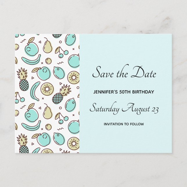 Cute Fruit Pattern Summery Themed Invitation Postcard (Front)
