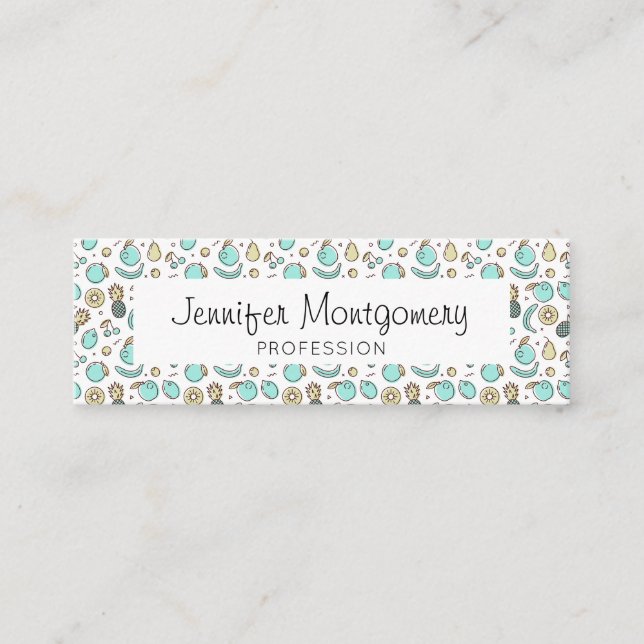 Cute Fruit Pattern Summery Themed Mini Business Card (Front)