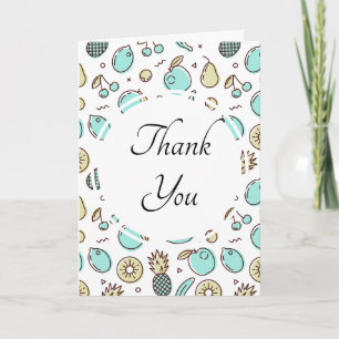 Cute Fruit Pattern Summery Themed Thank You Card