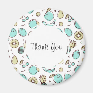 Cute Fruit Pattern Summery Themed Thank You Magnet