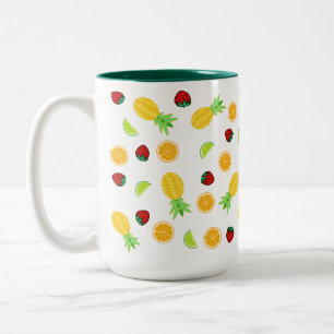 Cute Fruit Pineapple Orange Lime Strawberry Two-Tone Coffee Mug